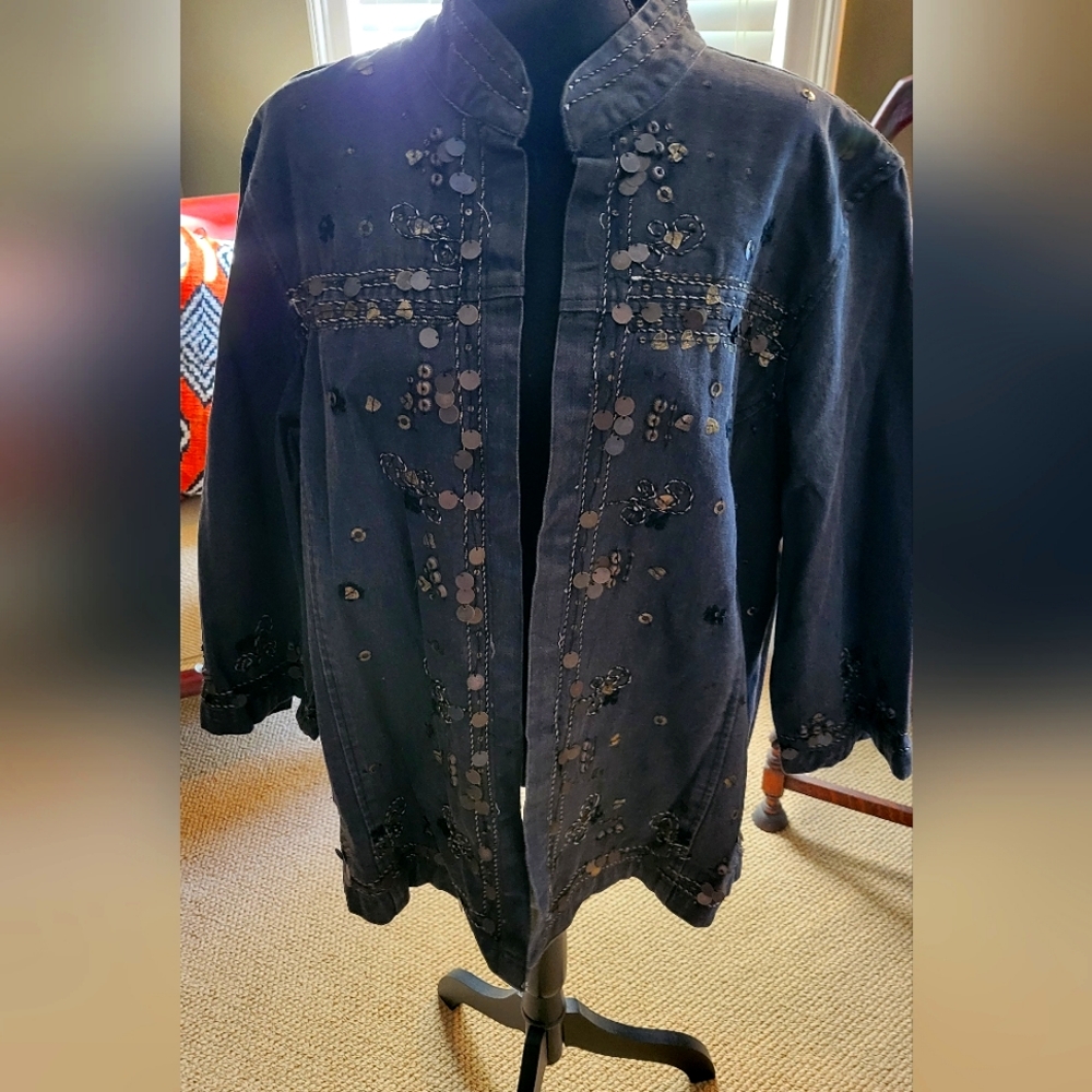 Coldwater Creek Jean Jacket Indian style embellishments